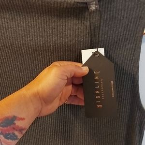 Maxi dress in Grey knit, two side slits